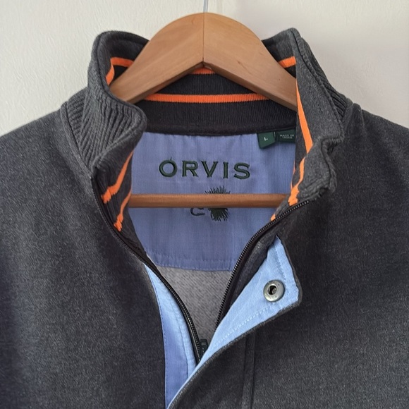 Orvis Signature 1/4-Zip Snap Sweatshirt Long Sleeve Classic Fit Grey Size L - Picture 5 of 12